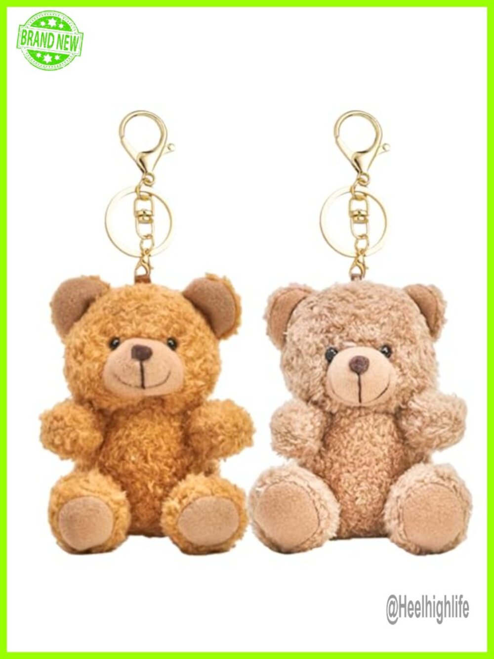 Plush Bear Keychain Bag Charms with Lobster Clasp for Handbags Backpacks (2